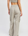 Emory Park Striped Cargo Pants with Waist Drawstring