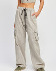 Emory Park Striped Cargo Pants with Waist Drawstring