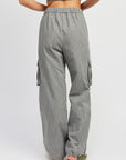 Emory Park Striped Cargo Pants with Waist Drawstring