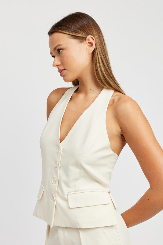 Emory Park Button Down Halter Vest