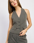 Emory Park Button Down Halter Vest