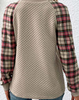 Quilted Plaid Accent Sweatshirt