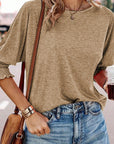 Solid Smocked Oversized Fall Blouse