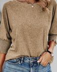 Solid Smocked Oversized Fall Blouse