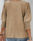 Solid Smocked Oversized Fall Blouse