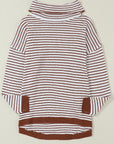 Turtle Neck Striped Knit Sweater Poncho Top