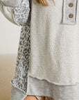 Leopard Henry Terry Sweatshirt in Heather Grey