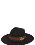 GO Charm with Stripe Band Fedora Hat