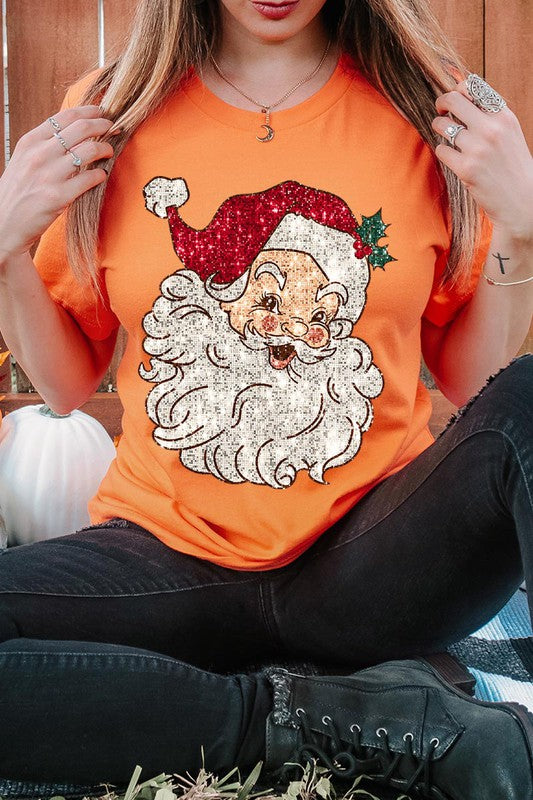 Faux Sequin Santa Graphic Tee