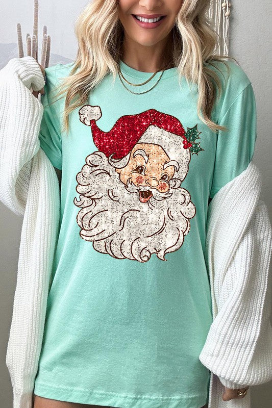 Faux Sequin Santa Graphic Tee