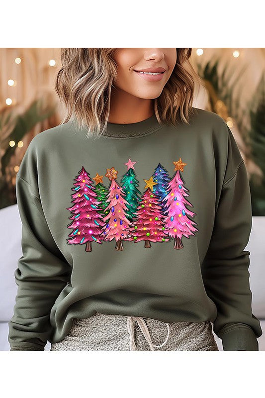 Christmas Trees Unisex Fleece Sweatshirt