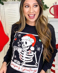 Skeleton Season's Greetings Graphic LS T-Shirt