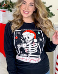 Skeleton Season's Greetings Graphic LS T-Shirt