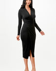 La Scala Criss Cross Long Sleeve Midi Dress