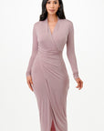 La Scala Criss Cross Long Sleeve Midi Dress