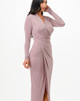 La Scala Criss Cross Long Sleeve Midi Dress