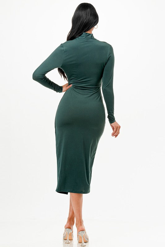 La Scala Criss Cross Long Sleeve Midi Dress