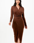 La Scala Criss Cross Long Sleeve Midi Dress