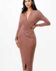 La Scala Criss Cross Long Sleeve Midi Dress