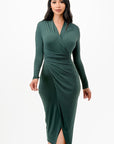 La Scala Criss Cross Long Sleeve Midi Dress