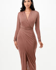 La Scala Criss Cross Long Sleeve Midi Dress