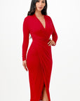 La Scala Criss Cross Long Sleeve Midi Dress