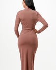 La Scala Criss Cross Long Sleeve Midi Dress