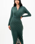 La Scala Criss Cross Long Sleeve Midi Dress