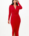 La Scala Criss Cross Long Sleeve Midi Dress