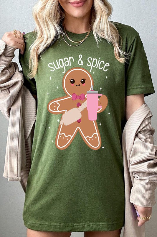 Sugar &amp; Spice Gingerbread Christmas Short Sleeve Graphic Tee