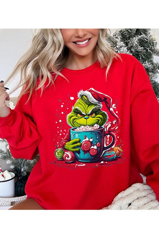 Giggling Grinch Unisex Fleece Graphic Sweatshirt