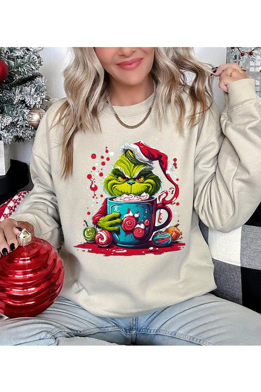 Giggling Grinch Unisex Fleece Graphic Sweatshirt