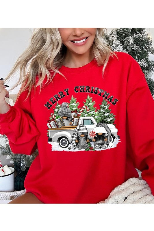 Merry Christmas Gnomies Unisex Fleece Graphic Sweatshirt