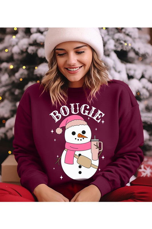 Bougie Snowman Christmas Unisex Fleece Sweatshirt