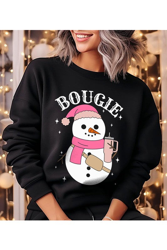 Bougie Snowman Christmas Unisex Fleece Sweatshirt