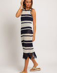 LE LIS Sleeveless Crochet Effect Sweater Dress