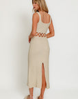 LE LIS Square Neck Sleeveless Crochet Midi Dress