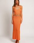 LE LIS Square Neck Sleeveless Crochet Midi Dress