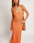 LE LIS Square Neck Sleeveless Crochet Midi Dress