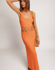 LE LIS Square Neck Sleeveless Crochet Midi Dress