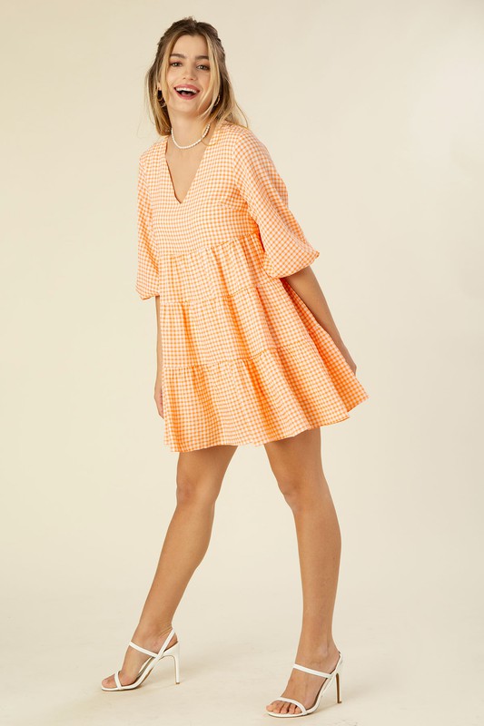 Lilou Gingham Checkered Tiered Dress