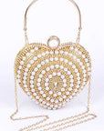 Pearl Studded Heart Shape Top handle Clutch