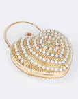 Pearl Studded Heart Shape Top handle Clutch