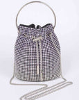 Rhinestone Top Handle Crossbody Swing Clutch Bag