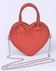 Glitter Top Handle Heart Shape Swing Bag