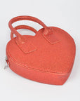 Glitter Top Handle Heart Shape Swing Bag