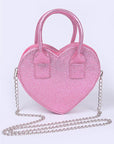 Glitter Top Handle Heart Shape Swing Bag