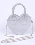 Glitter Top Handle Heart Shape Swing Bag