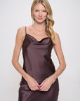 Renee C Made in USA Solid Silky Satin Tank Top