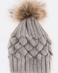 EMMEZ Raccoon Fur Raised Knit Soft Beanies